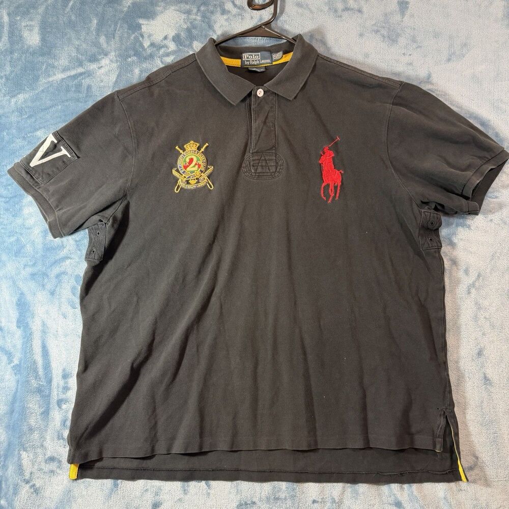 Polo Ralph Lauren Big Pony 2 County Riders Jockey Club Crest Polo Shirt Black